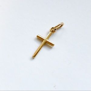 Solid 14k Yellow Gold Cross w/Bail. 18mm Tall, 8mm Wide, Simple